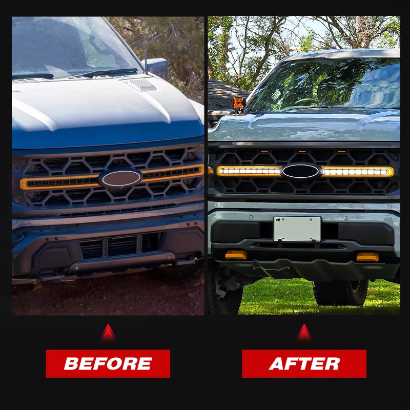 MEGAIE Smoked LED Daytime Running Lights w/Sequential Turn Signal Compatible with 2024+ F150 Tremor - Image 4