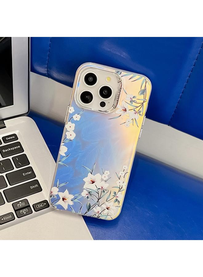 S-TOP Case For iPhone 16 Pro Electroplating Laser Flower Texture TPU Phone Case - Image 1