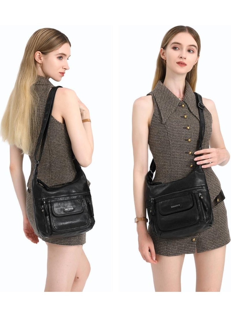 21K Barcelona - Washed Leather Shoulder Messenger Bag for Women 1894 - Image 1