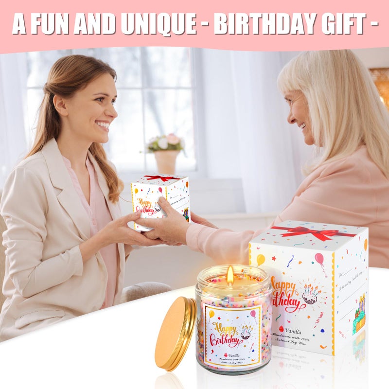 Takytao Happy Birthday Candle - Natural Soy Wax Scented Candle with Vanilla Birthday Cake Scent, Unique Gift Ideas for Men Women Best Friend - Image 3