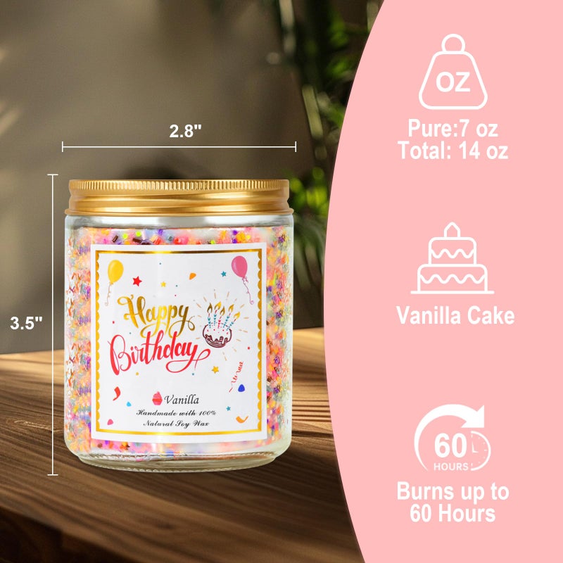 Takytao Happy Birthday Candle - Natural Soy Wax Scented Candle with Vanilla Birthday Cake Scent, Unique Gift Ideas for Men Women Best Friend - Image 2