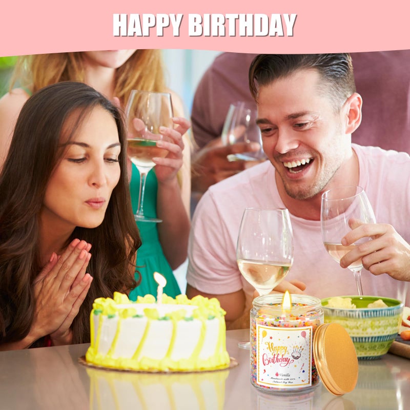 Takytao Happy Birthday Candle - Natural Soy Wax Scented Candle with Vanilla Birthday Cake Scent, Unique Gift Ideas for Men Women Best Friend - Image 5
