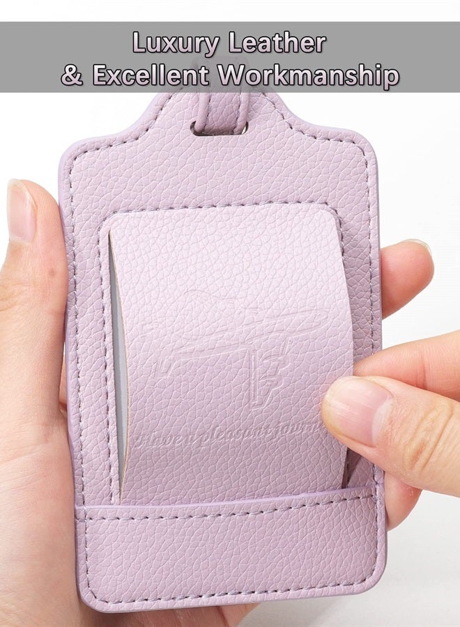 Teskyer Luggage Tags, 3 Pack Premium PU Leahter Luggage Tags Privacy Protection Travel Bag Labels Suitcase Tags