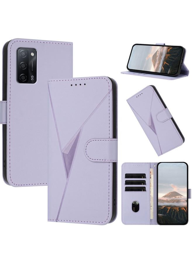 S-TOP Case For OPPO A55 5G Triangle Pattern Buckle Clasp Leather Phone Case - Image 1