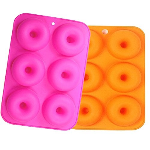 WedFeir 6Cavity Silicone Cookie Molds Set of 2 NonStick Donut Mold FullSized Safe Baking Tray Maker Baking Pan for Cake Biscuit Bagels Muffins Heat Resistance