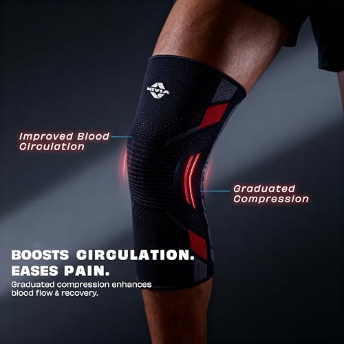 Nivia Knitted Knee Support for Men, for Gym, Knee Sleeves, Knee Band Pair for Sports & Workout, Knee Cap, Comfortable Elastic Sleeve, for Exercise, Running, Cycling, Joint Protection (Red,L) - Image 3