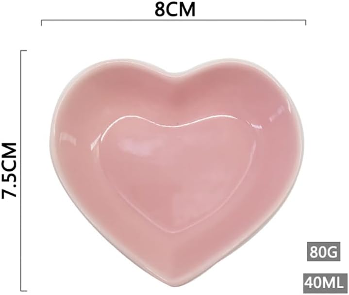 GSHLLO 4 Pcs Heart Shaped Ceramic Side Dish Small Porcelain Seasoning Bowls Soy Dipping Sauce Dishes Cute Appetizer Dessert Plates Sushi Vinegar Ketchup Bowls for Birthday Party Pink - Image 2