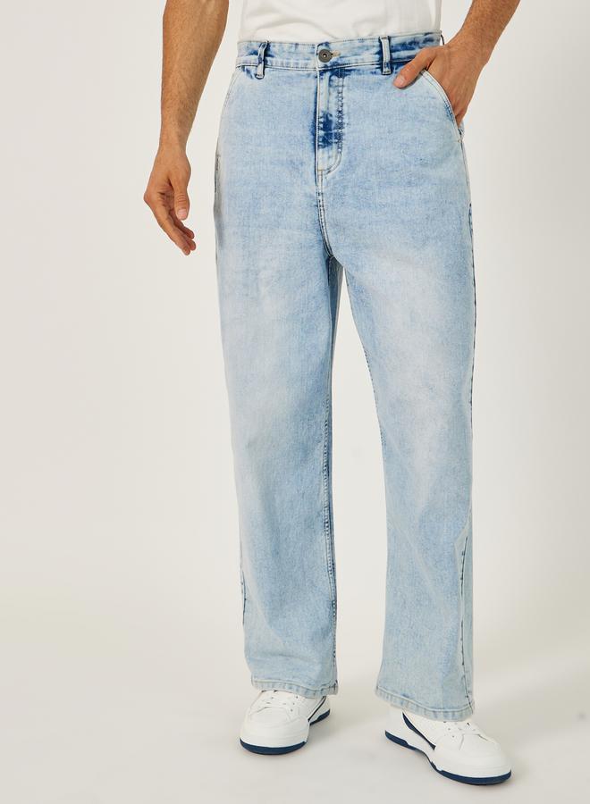Styli Mid Rise Wide Leg Faded Jeans  - Image 1