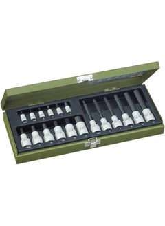 Hex 23100 Hexagonal Socket Spanner Set 1 4-Inch And 1/2-Inch 18-Piece