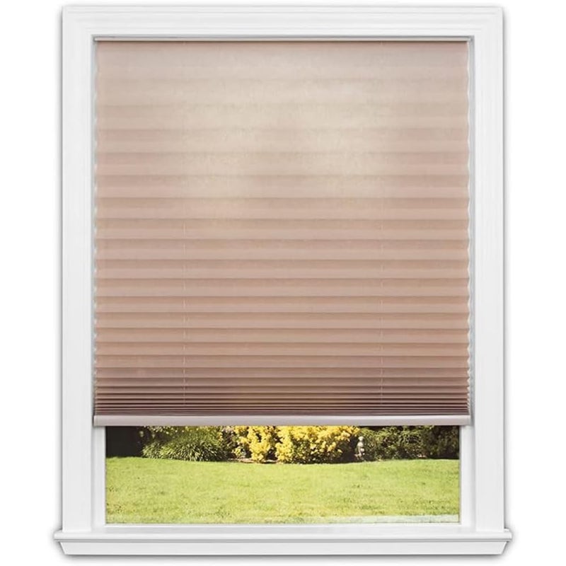Redi Shade No Tools Easy Lift Trim-at-Home Cordless Pleated Light Filtering Fabric Shade Natural, 48" W x 64" L, (Fits windows 31"- 48") - Image 1