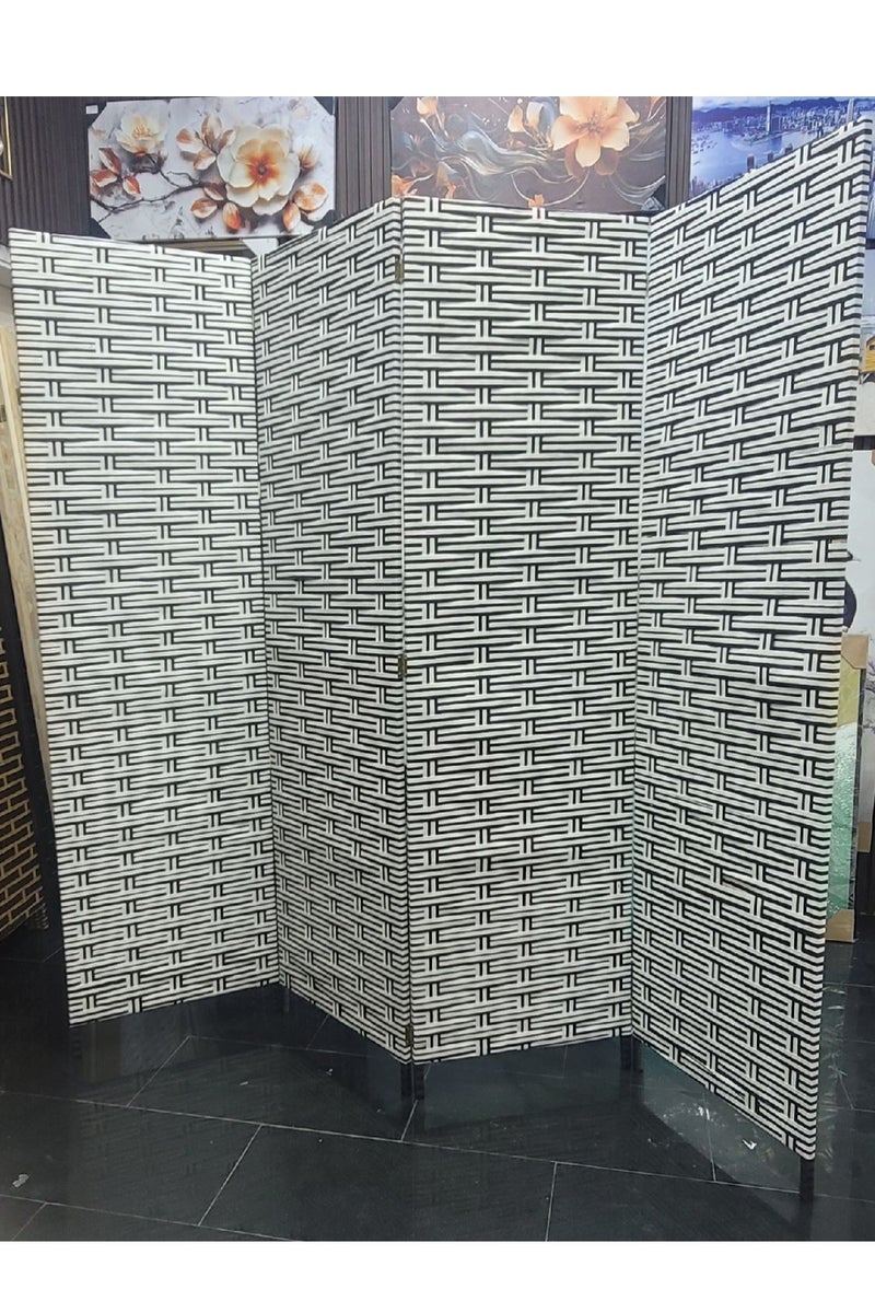 ديكور هيلز فاصل غرفة ديكور هيلز - شاشة خصوصية قابلة للطي بأربعة ألواح للمنزل والمكتب، عرض 180 سم × 180 سم، فاصل غرفة أنيق للمنزل أو مكان العمل