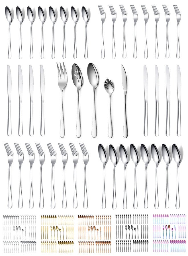 Kyraton Silverware Set 45 Pieces Service for 8, Stainless Steel Flatware Sets Cutlery Set, Spoons and Forks Silverware Dishwasher Safe, First Apartment Must Haves Utensils Set - Image 1