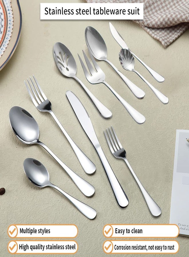 Kyraton Silverware Set 45 Pieces Service for 8, Stainless Steel Flatware Sets Cutlery Set, Spoons and Forks Silverware Dishwasher Safe, First Apartment Must Haves Utensils Set - Image 3