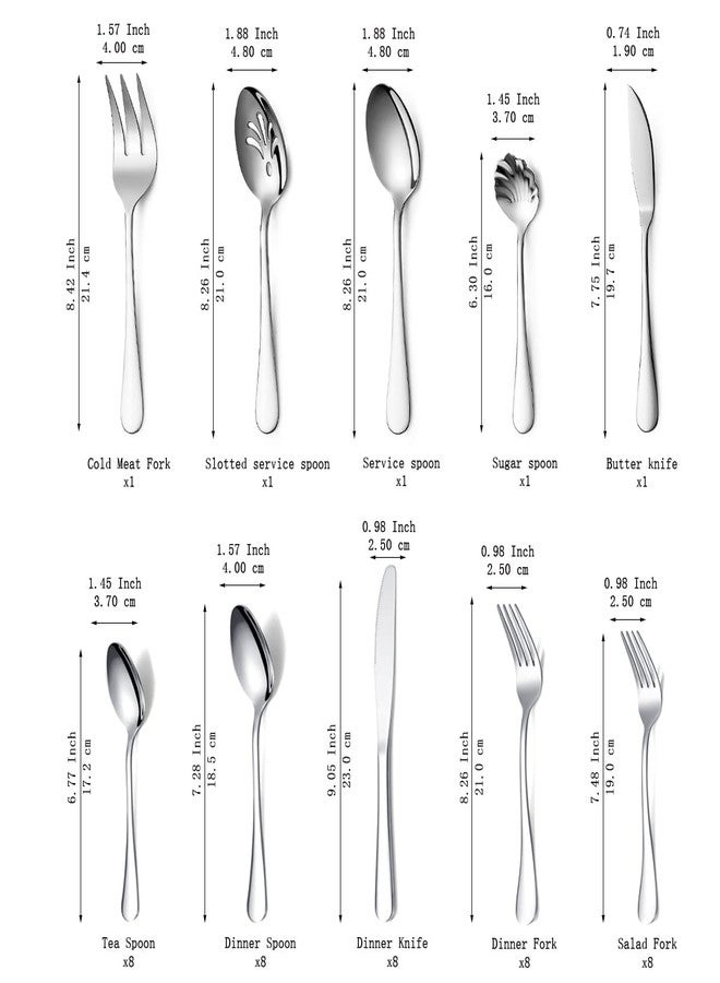 Kyraton Silverware Set 45 Pieces Service for 8, Stainless Steel Flatware Sets Cutlery Set, Spoons and Forks Silverware Dishwasher Safe, First Apartment Must Haves Utensils Set - Image 2