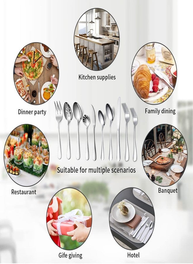 Kyraton Silverware Set 45 Pieces Service for 8, Stainless Steel Flatware Sets Cutlery Set, Spoons and Forks Silverware Dishwasher Safe, First Apartment Must Haves Utensils Set - Image 5