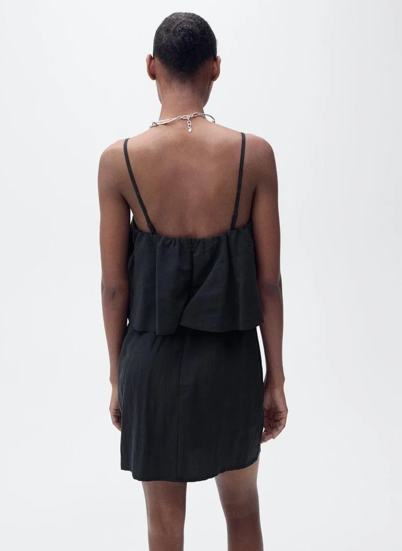 MANGO lyocell dress with ruffle