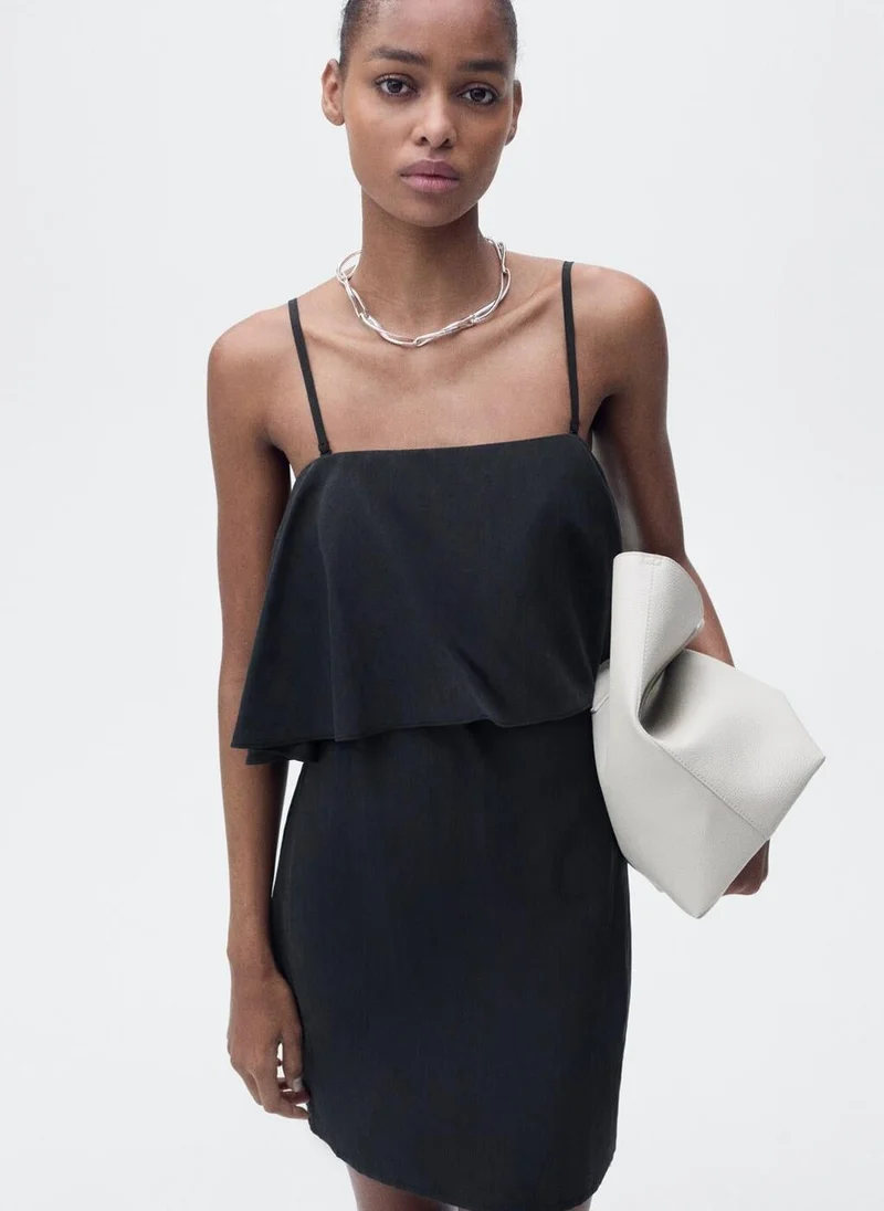 MANGO lyocell dress with ruffle