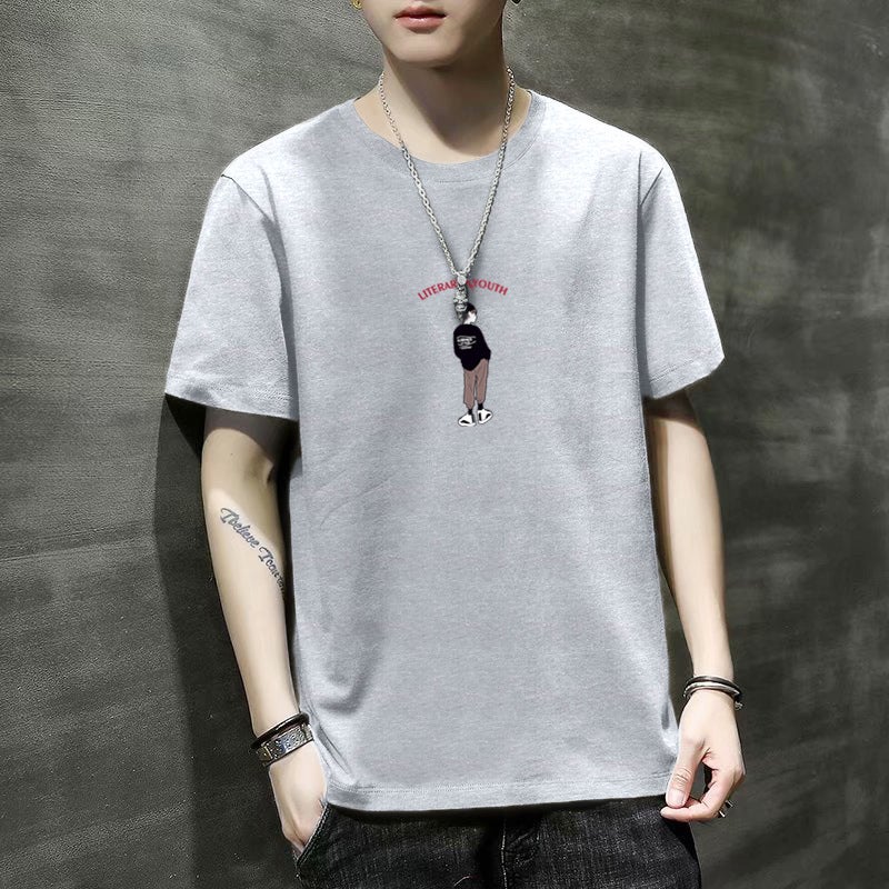 Men'S Short-Sleeved T-Shirt Trendy 2023 Summer Base Shirt Half-Sleeved Men'S Clothes Summer Wear All-Match Slim-Fit Trendy Brand T-Shirt - Image 3