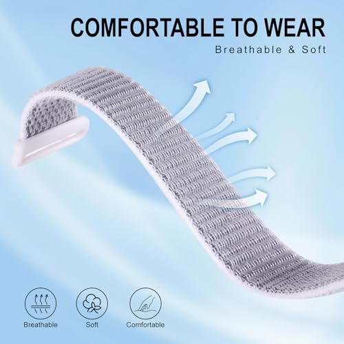 Vigamen 2 Pack Nylon Loop Sport Hume Band Replacement Strap Compatible with Hume Health Band,Adjustable Wrist Band Women Men,Breathable Wristband for Hume Bands Fitness Tracker,Starlight+Sea Shell - Image 3