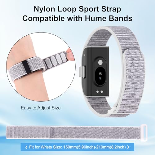 Vigamen 2 Pack Nylon Loop Sport Hume Band Replacement Strap Compatible with Hume Health Band,Adjustable Wrist Band Women Men,Breathable Wristband for Hume Bands Fitness Tracker,Starlight+Sea Shell - Image 4