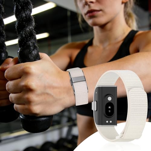 Vigamen 2 Pack Nylon Loop Sport Hume Band Replacement Strap Compatible with Hume Health Band,Adjustable Wrist Band Women Men,Breathable Wristband for Hume Bands Fitness Tracker,Starlight+Sea Shell - Image 5