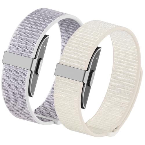 Vigamen 2 Pack Nylon Loop Sport Hume Band Replacement Strap Compatible with Hume Health Band,Adjustable Wrist Band Women Men,Breathable Wristband for Hume Bands Fitness Tracker,Starlight+Sea Shell - Image 1
