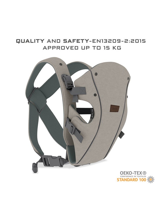 neobreez ATLIX 3-in-1 Baby Carrier for Newborns To Toddler, Head Support, Extra Soft And Ergonomic, Detachable Privacy Hood And Saliva Cotton Bib, Lightweight Front And Back Backpack Infant Carrier, 8-33lbs, 3-15kg  - Image 3