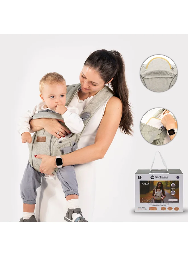 neobreez ATLIX 3-in-1 Convertible Adjustable Wrap Baby Carrier for Newborns To Toddler,  Extra Soft&Ergonomic Baby Wrap with Head Support, Detachable Privacy Hood&Saliva Bib, Infant Carrier, 8-33lbs, 3-15kg