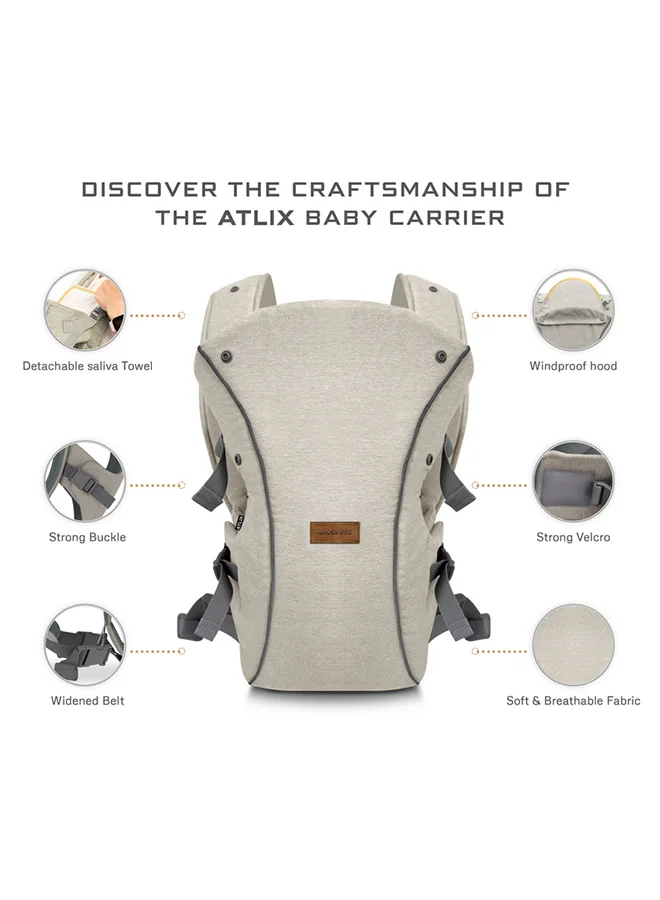 neobreez ATLIX 3-in-1 Convertible Adjustable Wrap Baby Carrier for Newborns To Toddler,  Extra Soft&Ergonomic Baby Wrap with Head Support, Detachable Privacy Hood&Saliva Bib, Infant Carrier, 8-33lbs, 3-15kg