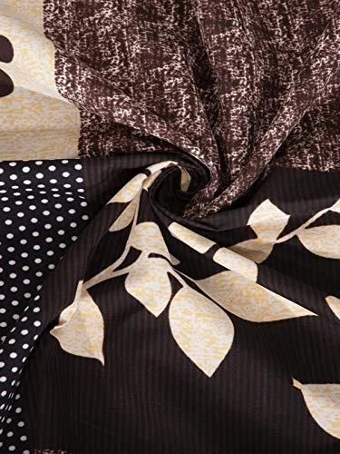 STARNSTYLE ستارن ستايل شراشف سرير مزدوج كينج بحجم 220 TC مطبوعة بأزهار مع 2 غطاء وسادة، (90 x 90 بوصة)، بني - Image 2