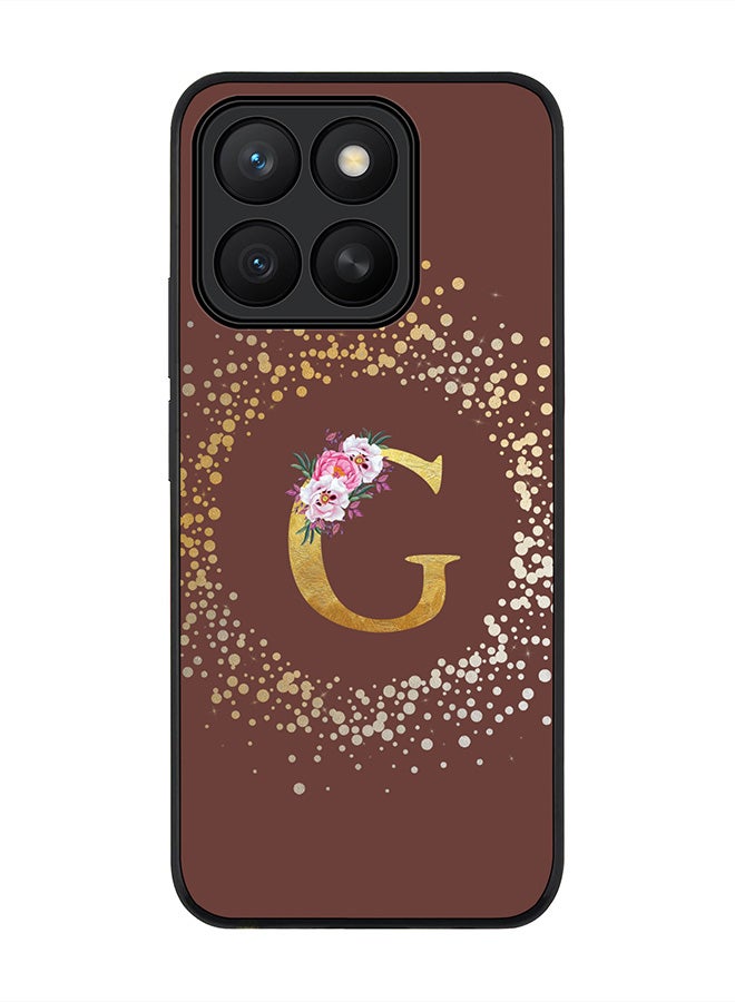 Stylizedd For Honor X8c Case,Slim fit Camera Protection, Shockproof Thin Phone cover  - Custom Monogram Floral - G  (Brown )