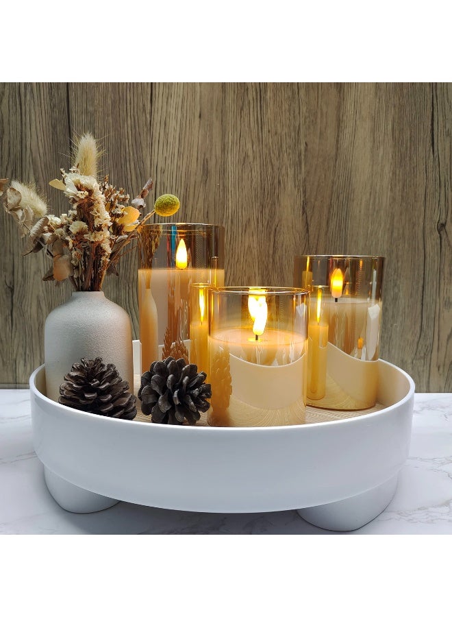 sokany Glass Battery Operated LED Flameless Candles with Remote and Timer, Real Wax Candles Warm Color Flickering Light for Festival Wedding Home Party Decor(Pack of 3) Gold - Image 4