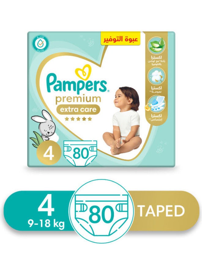 Pampers Premium EXTRA CARE Diapers, Size 4, Saving Pack, 80 Baby Diapers - Image 2