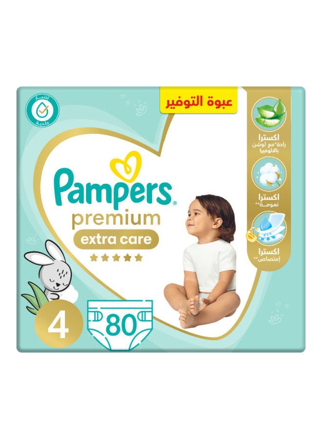 Pampers Premium EXTRA CARE Diapers, Size 4, Saving Pack, 80 Baby Diapers - Image 1