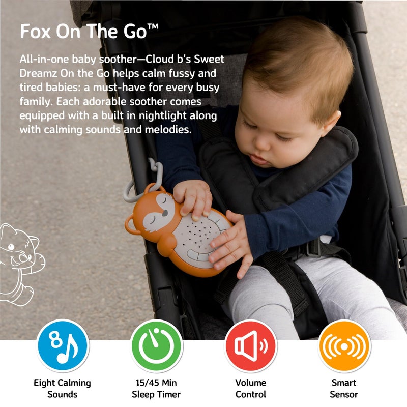 Cloud b Travel Comforting Sound Machine w/Calming Light | 4 White Noise and 4 Lullabies | Re-Activating Smart Sensor | Sweet Dreamz On the Goâ„¢ - Fox - Image 2