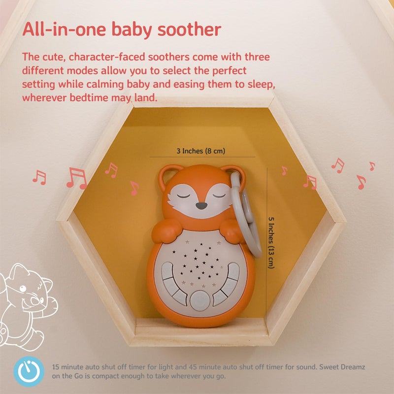 Cloud b Travel Comforting Sound Machine w/Calming Light | 4 White Noise and 4 Lullabies | Re-Activating Smart Sensor | Sweet Dreamz On the Goâ„¢ - Fox - Image 4