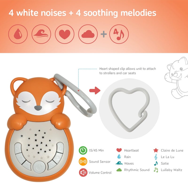 Cloud b Travel Comforting Sound Machine w/Calming Light | 4 White Noise and 4 Lullabies | Re-Activating Smart Sensor | Sweet Dreamz On the Goâ„¢ - Fox - Image 5