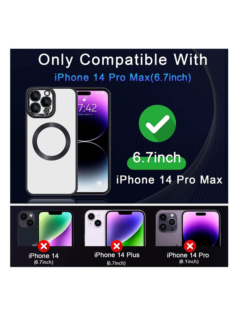 Generic - Compatible with iPhone 14 Pro Max Case Magnetic with Full Camera Lens Protective,Electroplated Silicone Clear Shockproof Protective Case Cover 6.7 Inch (Black) - Image 1