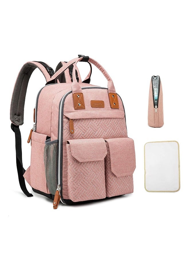 VInedi - Diaper Bag Backpack, Multifunction Waterproof Travel Back Pack Maternity Baby Nappy Changing Bags Pink - Image 1