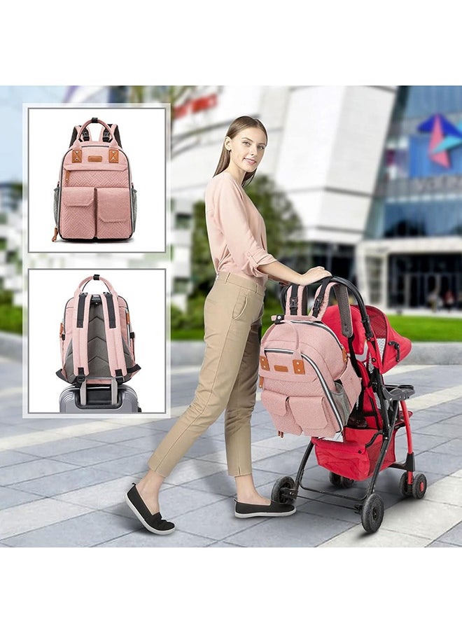 VInedi - Diaper Bag Backpack, Multifunction Waterproof Travel Back Pack Maternity Baby Nappy Changing Bags Pink - Image 1