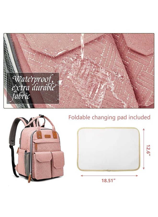 VInedi - Diaper Bag Backpack, Multifunction Waterproof Travel Back Pack Maternity Baby Nappy Changing Bags Pink - Image 1