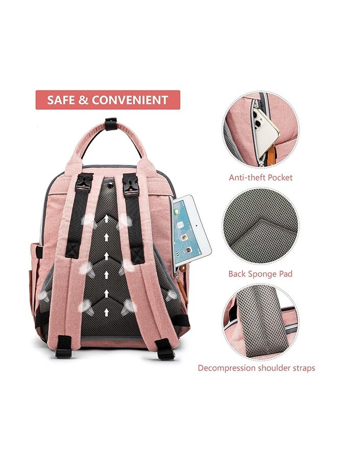VInedi - Diaper Bag Backpack, Multifunction Waterproof Travel Back Pack Maternity Baby Nappy Changing Bags Pink - Image 1