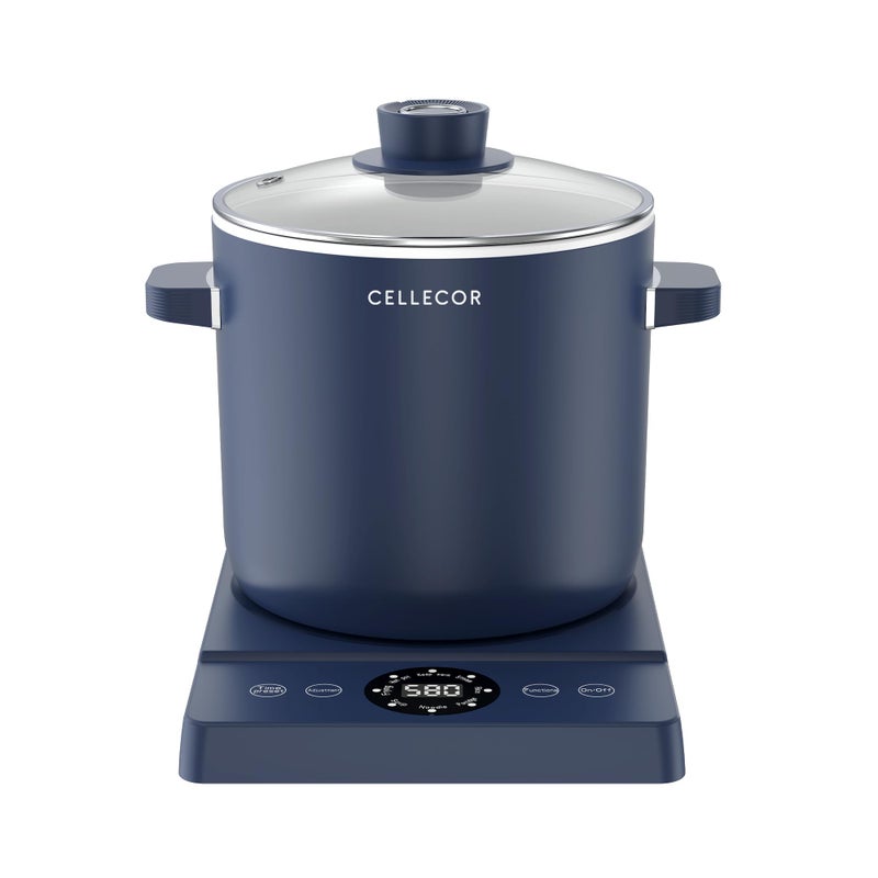 Cellecor White Ceramic Non-Stick Coated Multi-Cook Kettle CMK22 Cook Box Touch Control, LED Display, Egg Boiler with steamer (2.2 L, Navy Blue) - Image 5