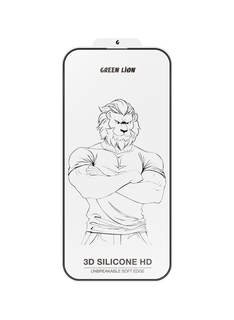 GREEN LION iPhone 16 Plus Screen protector 3D Silicone Plus High Definition Edge Glass /Anti Scratch/Grease Resistance/Bubble Free - Clear - Image 1