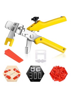 Tile Leveling System with Tile Plier, 300 PCS Tile Spacers Clips and 100 PCS Reusable Wedges, DIY Tile Installation Tools Kit for Bathroom Floors and Kitchen Walls (Tile Spacers 1/16 Inch)