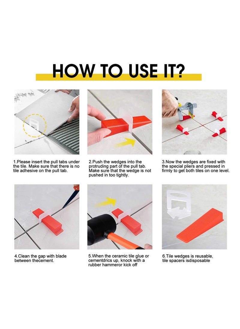 SYOSI - Tile Leveling System with Tile Plier, 300 PCS Tile Spacers Clips and 100 PCS Reusable Wedges, DIY Tile Installation Tools Kit for Bathroom Floors and Kitchen Walls (Tile Spacers 1/16 Inch) - Image 1