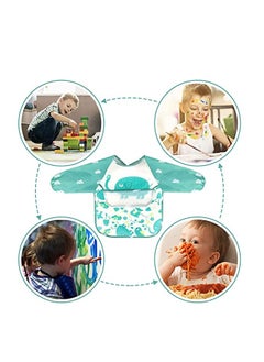 KASTWAVE Baby Long Sleeve Bibs, Waterproof Bibs with Pocket, Baby Sleeved Bib, Toddler Smocks, Unisex Feeding Weaning Bib for Infant Toddler 6 Months to 3 Years Old 4 Pcs  - Image 4