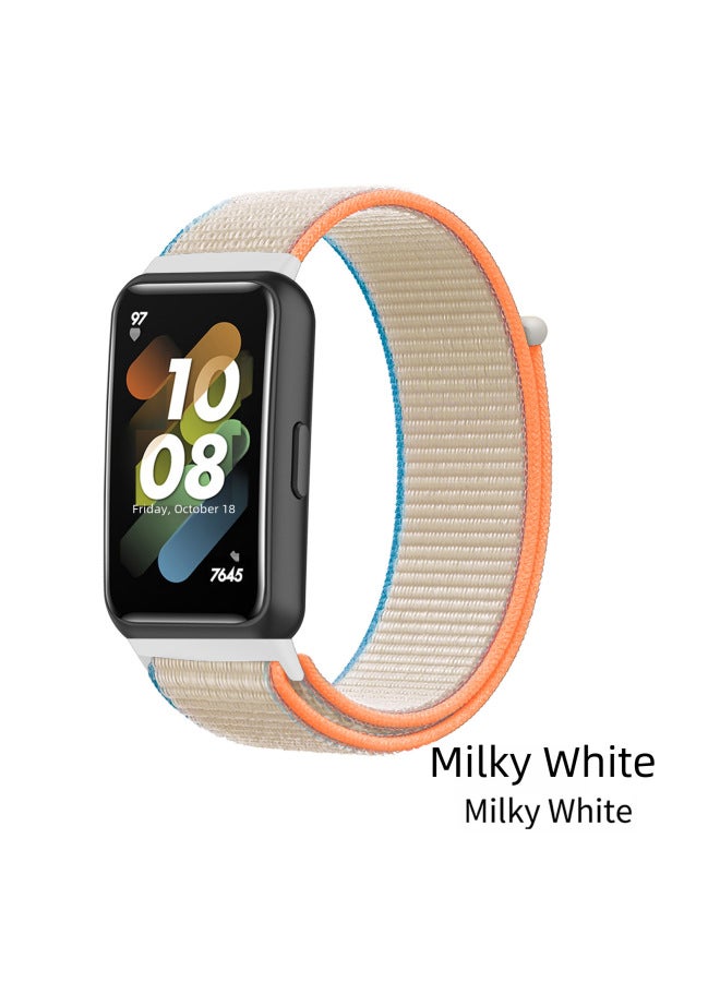 For Huawei Band 7 Nylon Strap Magic Tape Loop Digital Watch Band Smart Wristband Accessory-Color:11# Deep Black (pure Black)  - Image 5