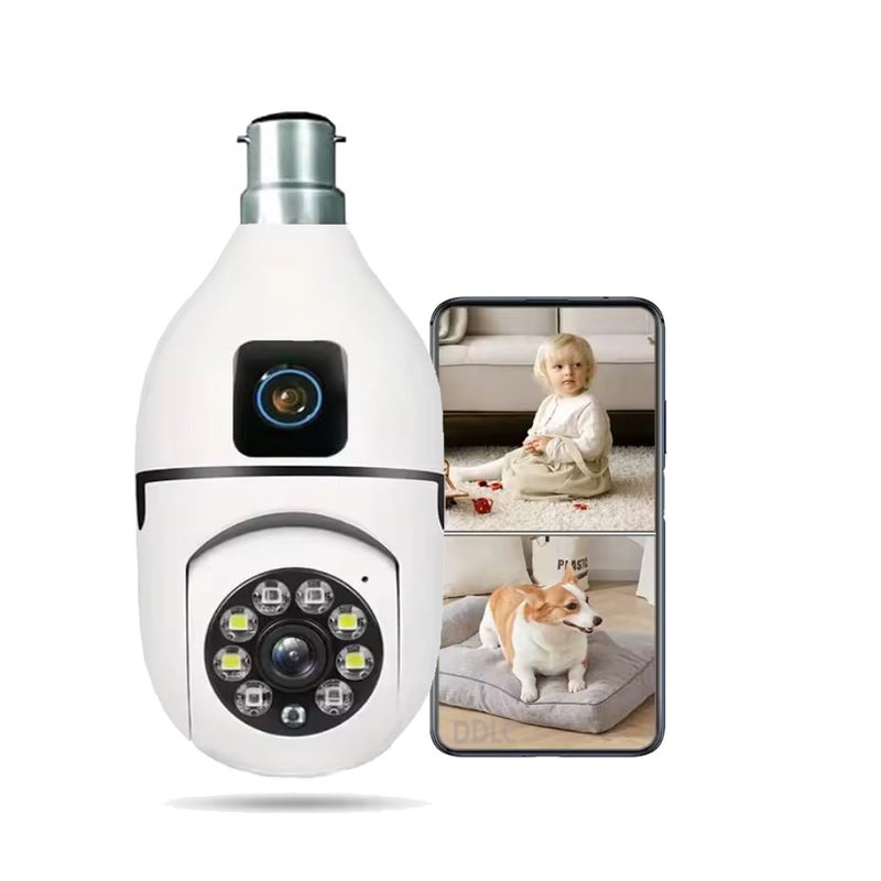 TP PLUS Dual Lens Full HD 3mp AI (Upgraded) CCTV Light Vision Motion Sensor Two-Way Audio Micro SD Card Upto 128GB Monitor Nanny Security Indoor White (Dual Lens Light Camera 2) - Image 1