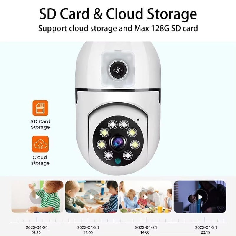 TP PLUS Dual Lens Full HD 3mp AI (Upgraded) CCTV Light Vision Motion Sensor Two-Way Audio Micro SD Card Upto 128GB Monitor Nanny Security Indoor White (Dual Lens Light Camera 2) - Image 4